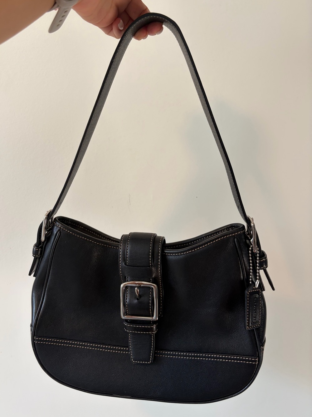 Coach 7584 Hamptons Hobo Black Leather Shoulder Bag
